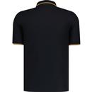 Fred Perry Retro Zip Neck Crepe Polo Shirt Black