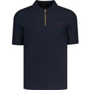 Fred Perry Mens Mod Crepe Pique Zip Neck Polo Shirt in Navy