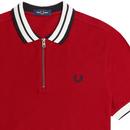 FRED PERRY Mod Bold Tipped Zip Neck Polo (Blood)