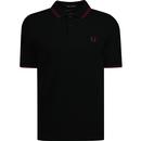 fred perry mens twin tipped pique polo tshirt black tawny port