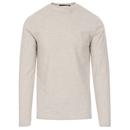 French Connection Retro Popcorn Jersey Long Sleeve Tee in Dove Grey Melange