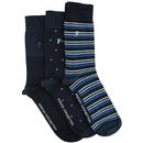 FRENCH CONNECTION Retro 3 Pack Waterfall Socks (N)