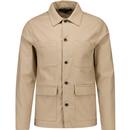 french connection mens four pocket button front canvas overshirt mink brown