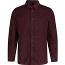 french connection mens baby cotton corduroy long sleeve shirt burgundy