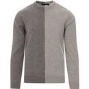 french connection mens colour block lightweight knit crew neck jumper grey