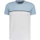 french connection mens colour block contrast piping tshirt sky white