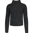 french connection mens twisted boucle knit roll neck jumper charcoal