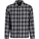 french connection mens check zip long sleeve shirt onyx black