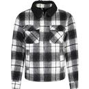 french connection mens check borg collar zip overshirt black white