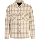 french connection mens double chest pocket check button through overshirt stone