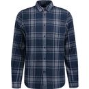 french connection mens salcey check long sleeve shirt blue