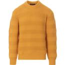 french connection mens chunky cotton mixed texture crew neck jumper narcissus yellow