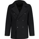 french connection mens retro button through double breasted short coat black