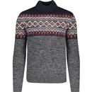 french connection mens fair isle jacquard pattern high neck jumper navy