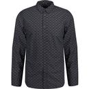 french connection mens dotted floral print long sleeves shirt black