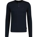 french connection mens henley polo neck long sleeve top dark navy