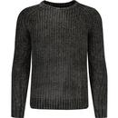 french connection mens island chunky rib knit crew neck jumper charcoal
