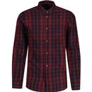 frenchc connection mens etro 80s mid check long sleeve shirt bordeaux