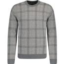 french connection mens plaid check crew neck jumper charcoal