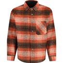 french connection mens plaid pattern textured overshirt rust