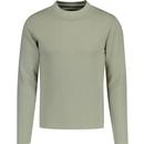 french connection mens ribbed texture plain long sleeve top sage green