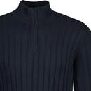 French Connection Half Zip Ribbed Knit Jumper Navy