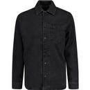 french connection mens rox denim button front overshirt mid wash black
