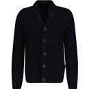 french connection mens shawl neck compact stitch button front cardigan dark navy