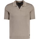 french connection mens trophy v neck knitted polo tshirt taupe