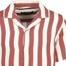 French Connection Waffle Stripe SS Cuban Shirt R/W