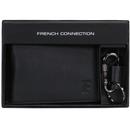 french connection mens wallet and keyring set black