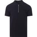 french connection mens plain zip up pique polo tshirt utility blue