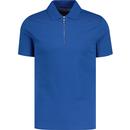 french connection mens plain coloured pique zip polo tshirt true blue