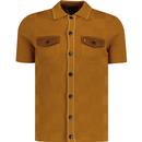 gabicci vintage mens buckler chest pockets button through polo tshirt honeycomb