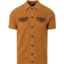 Gabicci Vintage Limited Edition Buckler Button Through Faux Suede Polo in Hay 