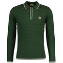 Gabicci Carlson Geometric Hexagon Knitted Tipped Polo Shirt in Forest V51GM10