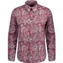 gabicci vintage mens errol detailed paisley print long sleeve shirt rosso