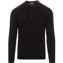 gabicci vintage mens francesco plain knitted long sleeve polo shirt black