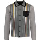 gabicci mens fulkirk retro stripe knit button through long sleeve polo top alabaster