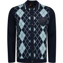 gabicci vintage gibson jacquard pattern knitted button through cardigan navy blue