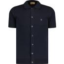 gabicci vintage mens guinness button through knitted mod polo top navy