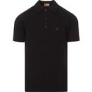 Gabicci Jackson Men's Retro Mod Knitted Short Sleeve Polo Shirt in Black