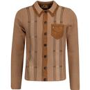 gabicci mens jimmy dashed stripes button front knitted cardigan hay beige