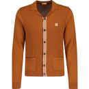 gabicci vintage mens cable knit long sleeve collared cardigan panama toffee