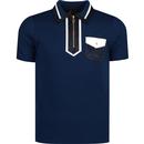 gabicci vintage mens ladd chest pocket zip polo tshirt  pacific blue