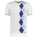 Gabicci Vintage Neptune Mod Argyle Knit Tipped T-shirt in White
