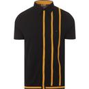 gabicci vintage mens oldman contrast stripe detail jersey polo tshirt black yellow