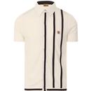 gabicci vintage mens oldman contrast stripe detail jersey polo tshirt cream black