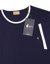 GABICCI VINTAGE Retro 60s Mod Ringer T-shirt NAVY