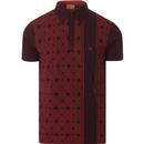 gabicci vintage mens robinson geometric pattern jersey polo tshirt rioja red